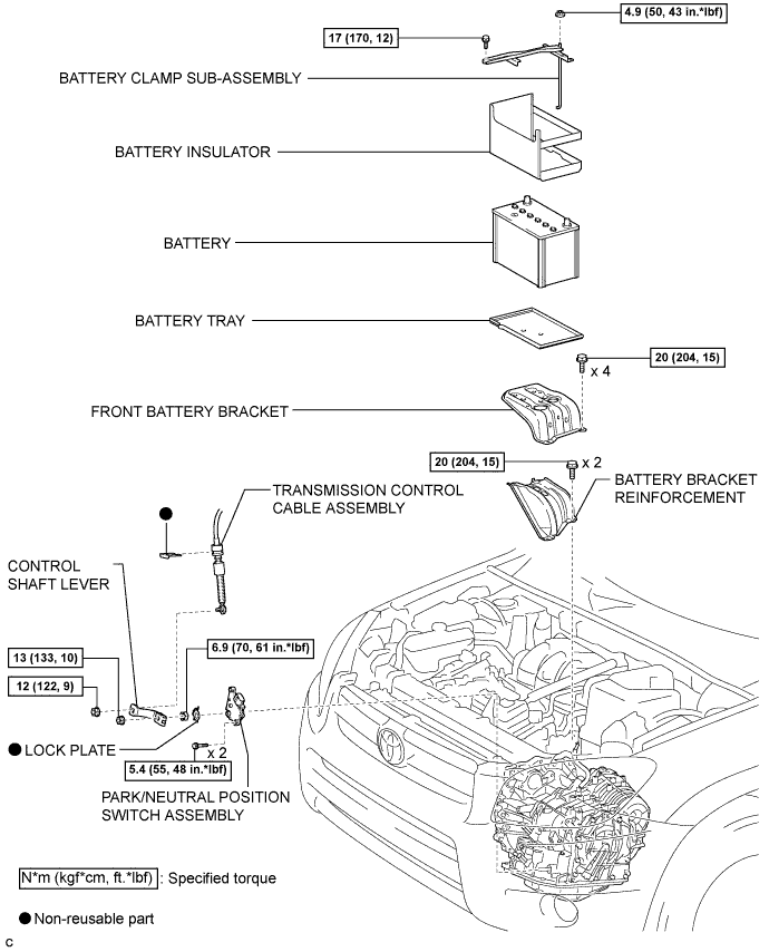 Toyota Rav4. Aca30, 33, 38 Gsa33 Zsa30, 35.U151F Automatic Transaxle.Automatic Transaxle System.Park / Neutral Position Switch  Components